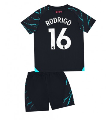 Manchester City Rodri Hernandez #16 Tercera Equipación Niños 2023-24 Manga Corta (+ Pantalones cortos)